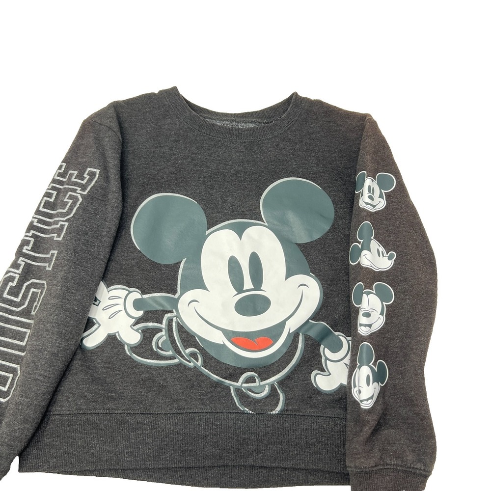 Disney Justice Mickey Mouse Graphic Pullover Sweatshirt Gray Youth Size Small